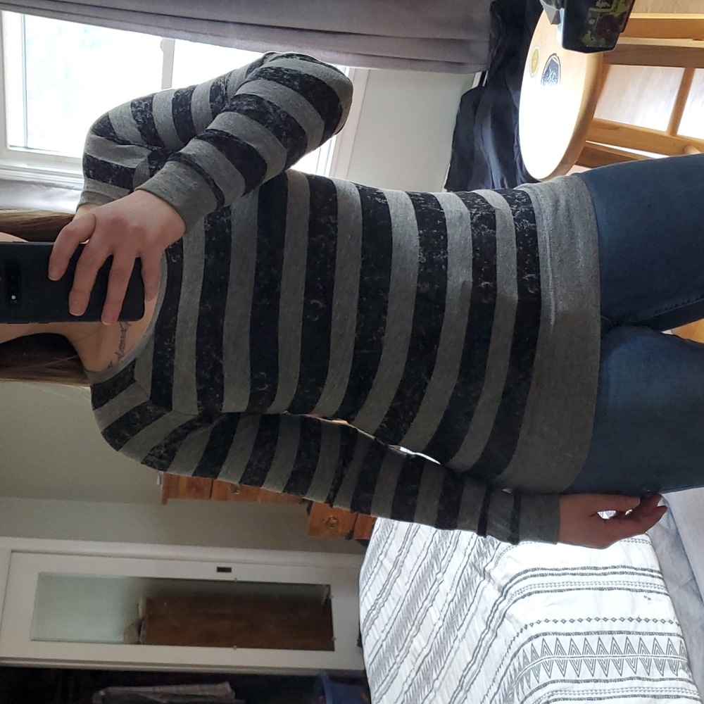 Black and Gray long sleeve striped shirt